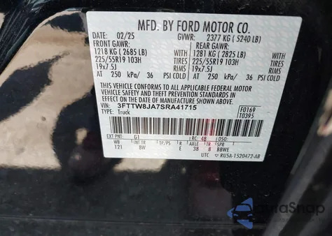 2025 Ford Maverick Xlt из США, поврежденный, VIN 3FTTW8JA7SRA41715